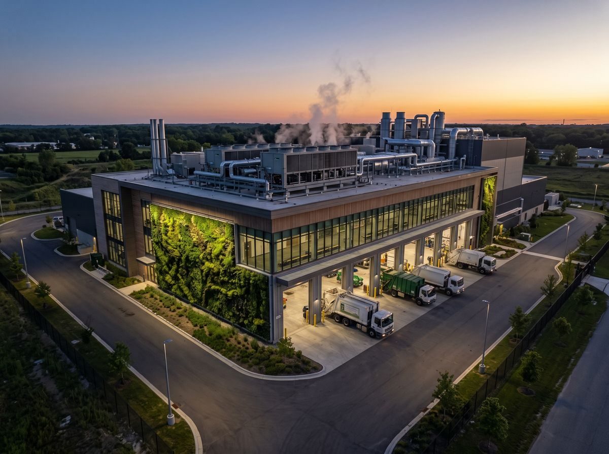 Waste-to-energy facility with a green living wall
