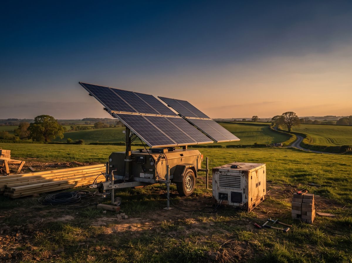 Trailer-mounted mobile solar unit at a remote site